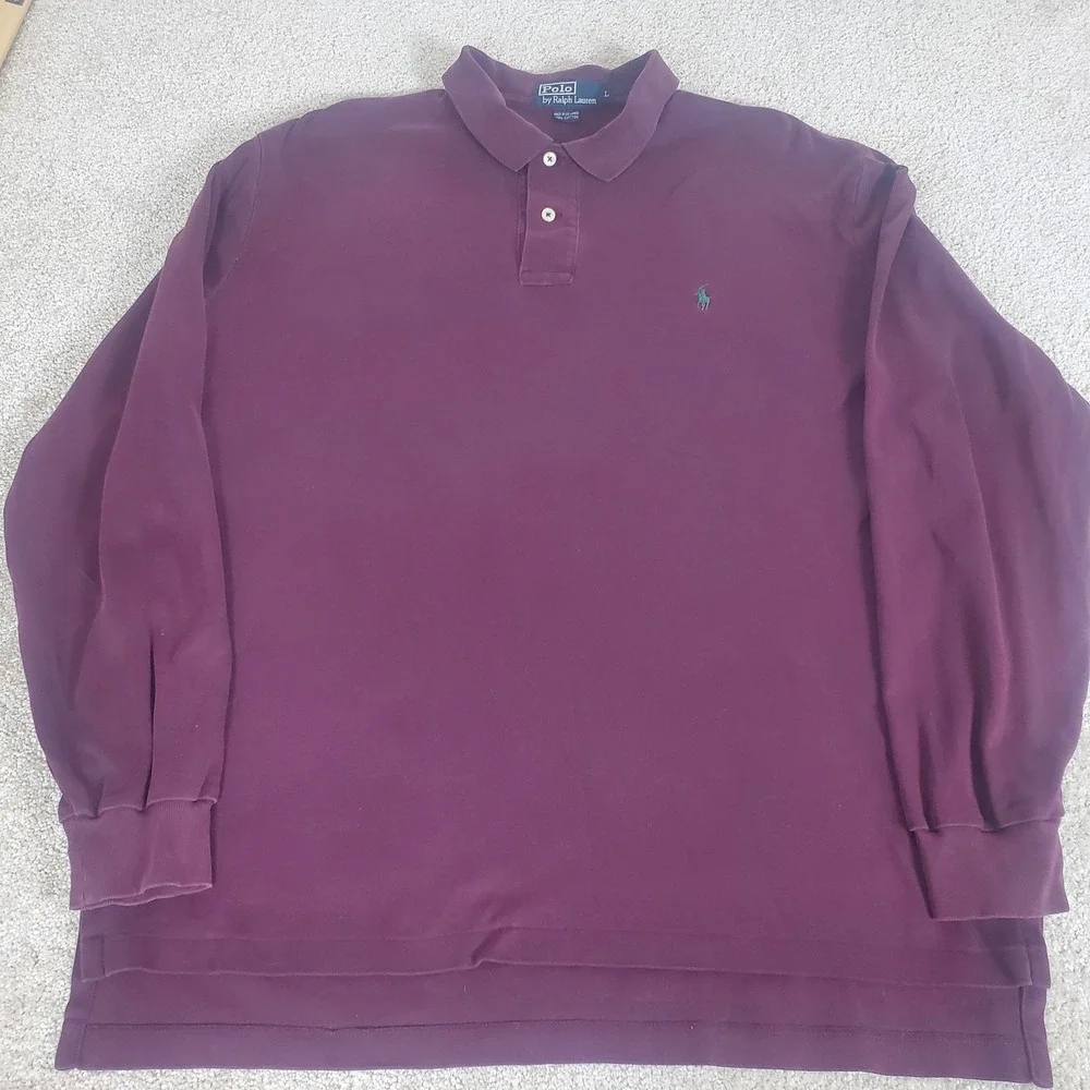 Polo Ralph Lauren Men's Knit Pullover SZ L Burgundy 1/4 Zip Long Sleeve SEE COND